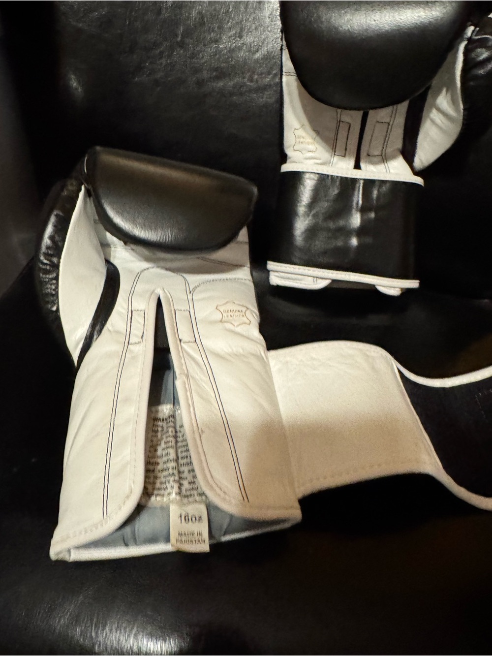 TITLE Boxing Black and White pro leather Training Gloves and wraps - Picture 9 of 10